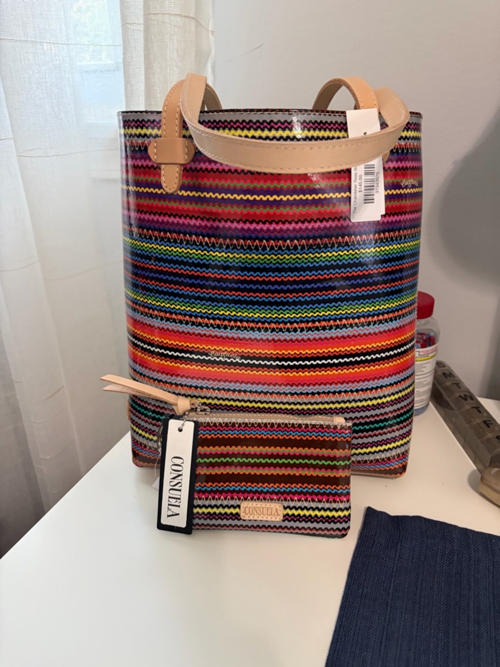 Consuela Multicolor Everyday Stripe Tote with Matching Pouch